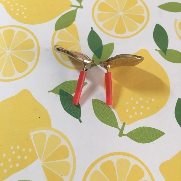 🍋 NWT Orange Citrus Fruit Enamel Gold Earrings - Picture 4 of 9